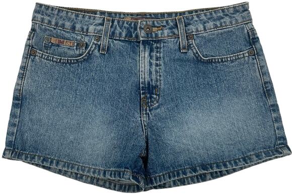 lei Pants - VTG y2k Women's Mid Rise L.E.I. Medium Wash Blue Denim Cheeky Jean Shorts Sz 6